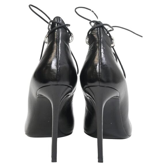 Saint Laurent Thorn Lace Up Pointed Toe Pumps in Black Leather - Picture 3 of 7